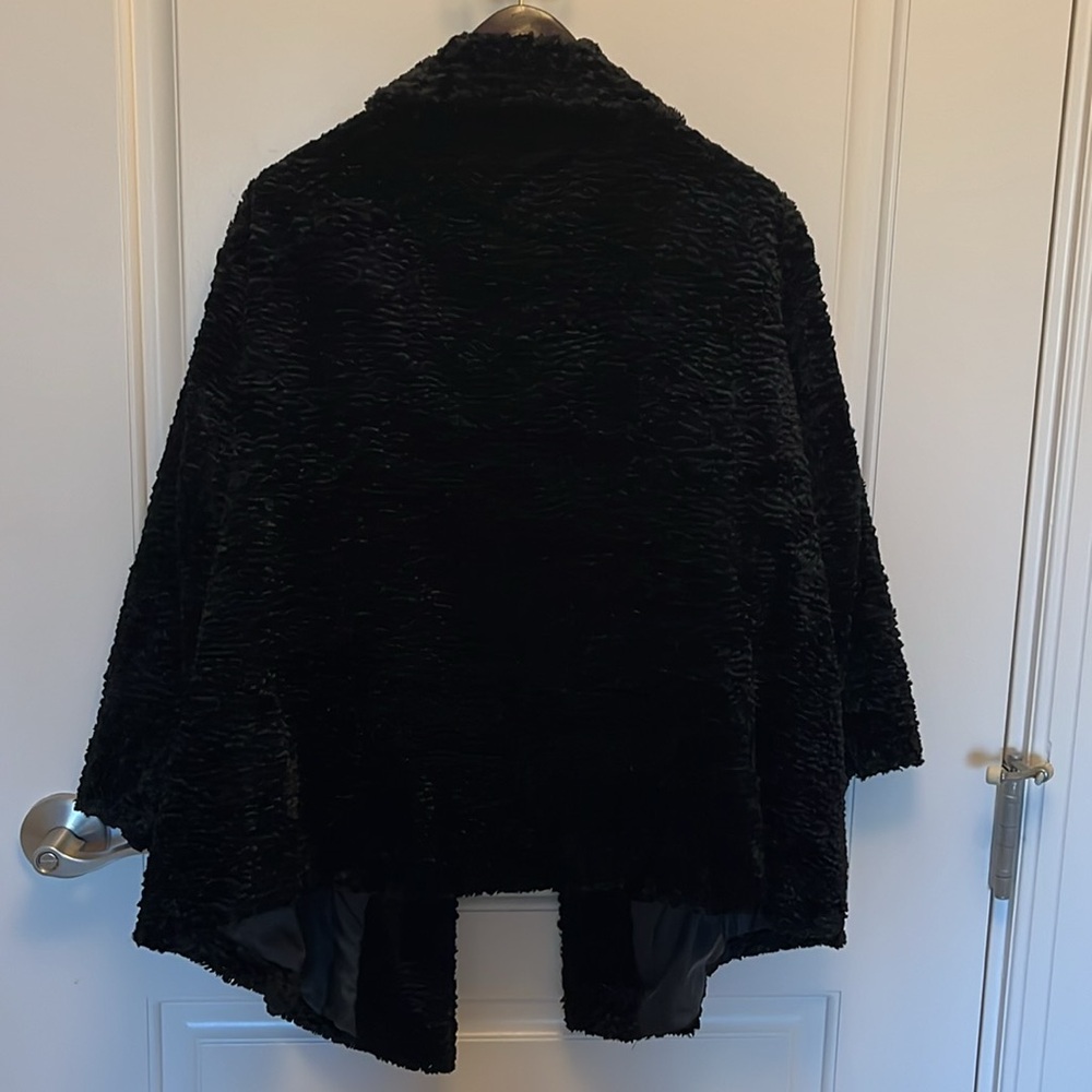 Elegant Lane Bryant Faux Sheep Fur Jacket Black 3/4 Sleeves Size 28 - Picture 2 of 15